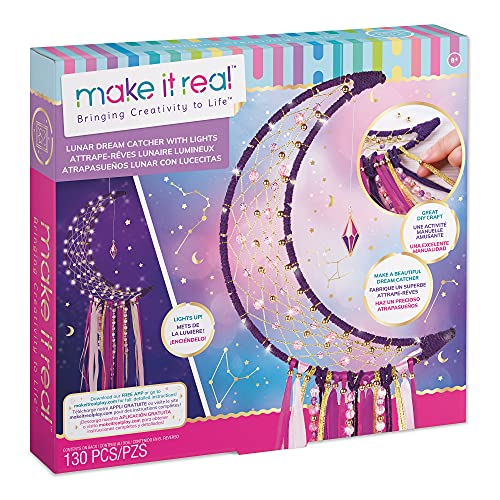 Make It Real Lunar DIY Dream Catcher Kit with Lights and Fairy Lights for Teen Room Wall Decor - Ages 8+