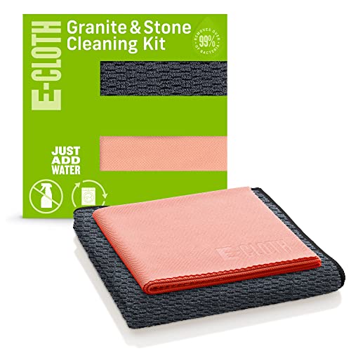 E-Cloth Granite & Stone Cleaning Kit, Premium Microfiber Cleaning Cloth, Ideal Cleaner and Polish for Granite, Marble and Other Stone Countertops, 100 Wash Guarantee, 2 Cloth Set