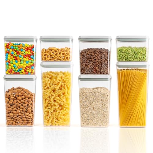 Tourdeus JIMALL Pop Containers for Food Storage, Stackable Food Containers with Lids Airtight, Leak-proof Containers for Cereal Flour & Sugar, 8 Piece Set-3.5Qt,2.9Qt,2.1Qt,1.3Qt