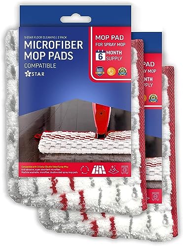 5-Star Compatible with O-Cedar Spray Mop. Washable Double-Sided Replacement for O-Cedar ProMist MAX Microfiber Spray Mop. 2 Value Pack