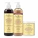 SheaMoisture Strengthen & Restore Shampoo, Conditioner & Leave-In Bundle Jamaican Black Castor Oil 3 Pack to Cleanse & Nourish Dry, Damaged Hair