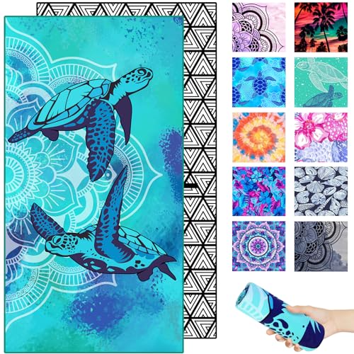 Beach Towel – Turtle Sunset Quick Dry Lightweight Sand Free Oversized Large Towel Accessories Travel Must Have Swim Pool Yoga Camping Gear Summer Essentials Packable Sandproof Gift 71' 32'