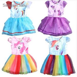2016 New summer dress little Girls Dress my Pony Spring Girl Short sleeve Dresses My girls princess For Little Pony Costume