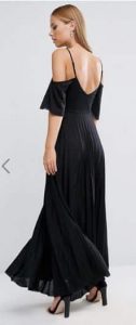 ASOS Cold Shoulder Pleated Maxi Dress with Lace Detail אסוס הנחה