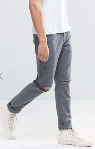 ASOS Skinny Jeans With Knee Rips In Grey אסוס זול זוזו דיליס