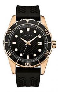 Bulova Classic Sports Mens Quartz Watch with Black Dial Analogue Display and Black Silicone Strap 98B261