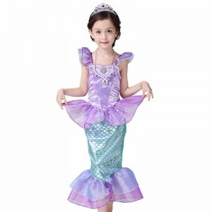 EVER FAIRY Children Baby Girl Clothes Little Mermaid Fancy Kids Girls Mermaid Dresses Princess Ariel Cosplay Halloween Costume