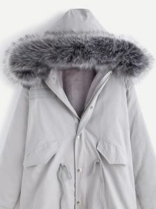 grey-faux-fur-trim-drawstring-fleece-inside-hooded-coat