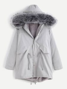 grey-faux-fur-trim-drawstring-fleece-inside-hooded-coat1