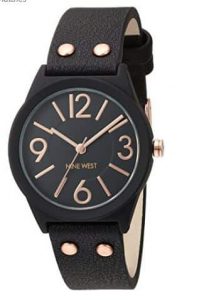 Nine West Womens Quartz Watch with Black Dial Analogue Display and