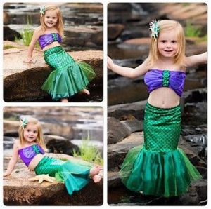 the little mermaid tail princess ariel dress cosplay costume kids for girl fancy green dress