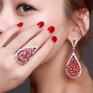 Water Drop Design Engagement Jewelry Sets Elegant Fashion Earrings Gold Plated Red CZ Woman Earrings and 1.jpg 200x200 1