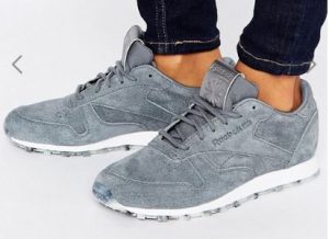 Reebok Classic Leather Trainers In Grey With Guilded Edge
