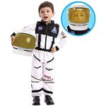 Children's Astronaut Space Costume Space Pretend Dress Up Role Play Set for Kids Cosplay Ages 3-7 White