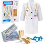 Litti City Doctor Kit for Kids - Complete Doctor/ Vet Accessories with White Doctor Coat, Stethoscope & Medical Kit - Doc Coat Costume & Tools - Pretend Play for Boys & Girls