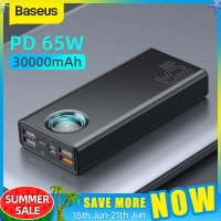 Baseus 65W Power Bank 30000mAh PD – מטען נייד / סוללת גיבוי ענקית! עם טעינה מהירה +כבל 100W במתנה רק ב$39.99 (לפני הנחת קופונים!)