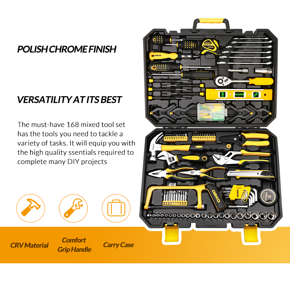 img 2 DEKO DKMT168 Socket Wrench Tool Set Auto Repair Mixed Tool Combination Package Hand Tool Kit with