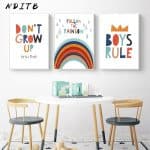 US $2.25 57% OFF|Boys Rule Rainbow Nursery Quotes Child Poster and Print Canvas Wall Art Picture Minimalist Painting Nordic Kids Room Decoration|Painting & Calligraphy|
