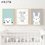 US $2.3 60% OFF|NDITB Kawaii Bear Rabbit Canvas Art Posters Woodland Animal Cartoon Nursery Prints Painting Wall Picture Baby Room Decoration|canvas art poster|wall picturesart poster