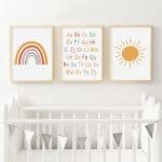 US $2.43 54% OFF|Boho Alphabet Rainbow Sunshine Nursery Wall Art Canvas Painting Poster Print Wall Pictures Kids Room Home Decoration NO FRAME|Painting & Calligraphy|