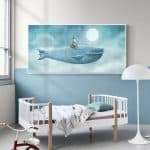 US $3.79 50% OFF|Abstract Whale in Blue Sky Nursery Decor Canvas Paintings Wall Art Posters Prints Pictures Kids Room Home Decor|Painting & Calligraphy|