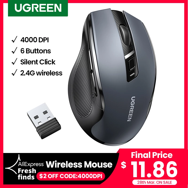 28th Mar New in UGREEN Mouse Wireless Ergonomic Mouse 4000 DPI Silent 6 buttons For.jpg Q90.jpg