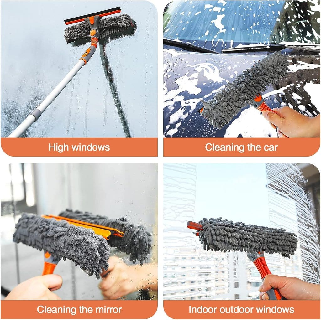 eazer 76'' Spray Window Squeegee Cleaner Tool, 3-in-1 Window