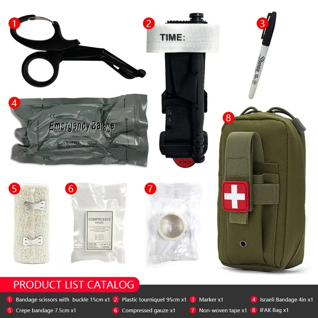 Tactical EMT First Aid Kit Pouch Bag With Tourniquet Scissors Bandage for Emergency IFAK Trauma