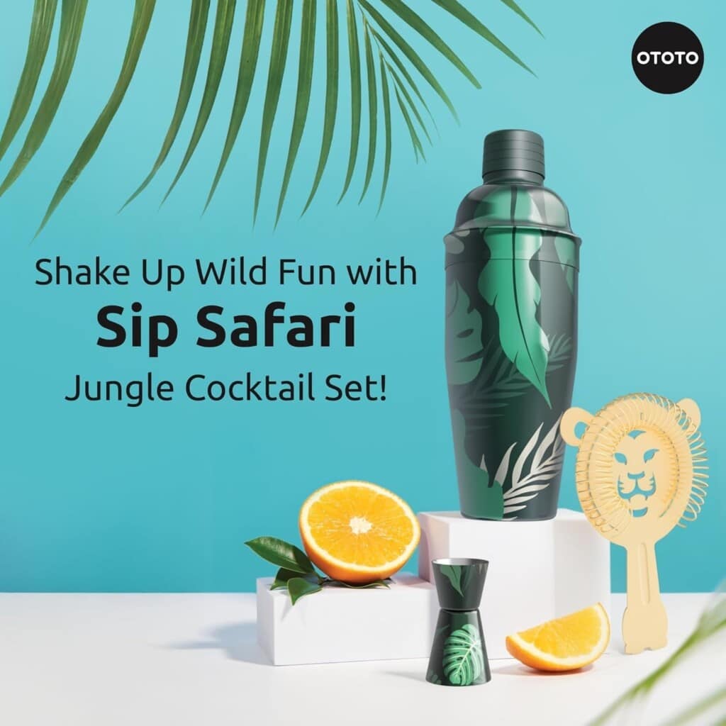 סט שייקר קוקטייל מהג'ונגל! OTOTO Sip Safari Jungle Cocktail Shaker Set רק ב₪46! (פריים)