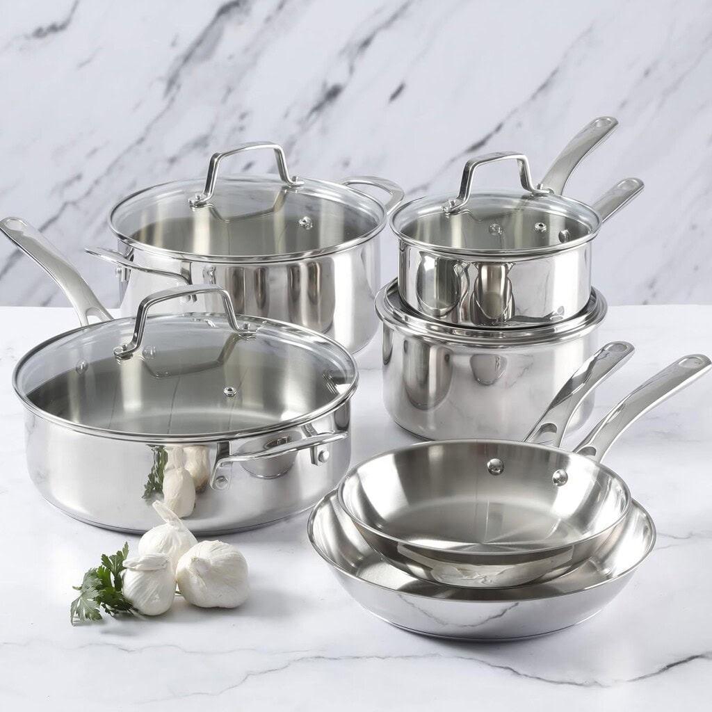 דיל בזק! סט סירים ומחבתות נירוסטה 10 חלקים Martha Stewart Castelle רק ב₪477 עד הבית!