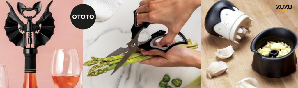 אמאלה! מארז שלישיית הBoo-tiful Crew למטבח: מספריים, פותחן יין וכותש שום מבית OTOTO רק ב₪93!