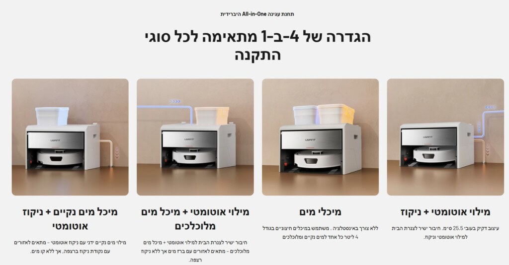 נעים להכיר! שואב שוטף רובוטי היברידי עם תחנת ריקון ומילוי אוטומטית Uwant U400 החדש! ניקוז אוטומטי, מילוי אוטומטי, גם וגם או מיכלים – אתם בוחרים!