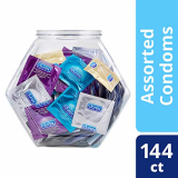 Condoms, Natural Latex, Durex Condom Bulk Variety Fish Bowl 144 Count, Extra Lubricated, Ultra Fine, Dotted, and Large Male Condoms: Gateway