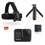 GoPro HERO8 Black Holiday Bundle – Includes HERO8 Black Camera Plus Shorty, Head Strap, 32GB SD Card, and 2 Rechargeable Batteries