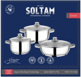 סט סירי נירוסטה – 6 חלקים Soltam Coral רק ב269 ש”ח! מחבת ווק רק ב59 ש”ח!