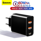 מטען מהיר! Baseus 60w Quick Charge 4.0 /3.0/ PD רק ב19.76$