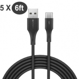 BlitzWolf® BW-TC15 3A USB Type-C – 1.8m – חבילה של 5 כבלים ארוכים ואיכותיים רק בכ48 ש”ח כולל משלוח!