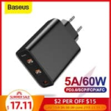 מטען BASEUS עם תמיכה בQC4.0, 60W, PD  ו3 פורטים כולל USB-C רק ב $17.15!