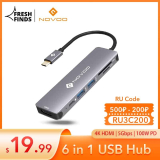 דונגל/מפצל שימושי לכל מחשב! NOVOO 6 in 1 USB 3.0 Hub רק ב$18.99