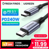 הכבל של מחר…היום! UGREEN 240W USB Type C PD3.1 החל מ$10.11!