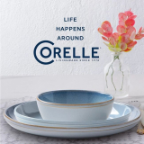 Corelle Stoneware Nordic Blue – סט צלחות, קערות וכוסות 16 חלקים ל4 סועדים רק ב₪362!
