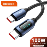 כבל טעינה מהיר כולל תצוגת מתח Toocki Type C To Type C 66W רק ב$1.78! 100W רק ב$3.13!