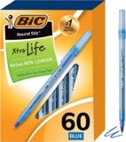 60 עטי BIC Round Stic Xtra Life 1.0mm (כחול / שחור ) ב$4.97!