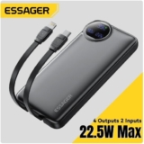 סוללת גיבוי Essager 22.5W עם כבלים משולבים! 10000mAh רק ב$13.71! 20000mAh רק ב$16.21!