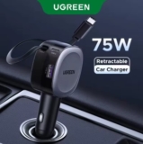 מטען רכב UGREEN 75W עם 3 פורטים לטעינה מהירה וכבל נגלל רק ב$17.45!