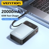 מטען נייד / סוללת גיבוי Vention Power Bank 20000mAh 65W עם כבל משולב רק ב$25.98!