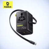 טסים? מתאם חשמל אוניברסלי משולב Baseus EnerCore CG11 מטען מהיר וכבל נגלל במחיר לטוס עליו – רק ב₪82!
