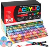 168 טושים אקריליים מקצועיים עם ראש מברשת ACRYLIC BRUSH MARKER רק ב$47.19!