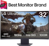 מסך מחשב גיימינג קעור LG 32GS60QC-B Ultragear QHD 180Hz רק ב₪1,077!