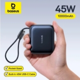 קטן! מטען נייד / סוללת גיבוי Baseus AC22 45W Mini Power Bank 10,000mAh עם טעינה מהירה וכבל מובנה רק ב₪63!